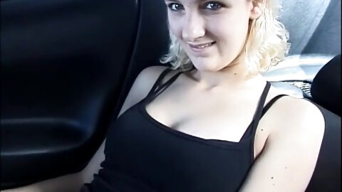 Golden-haired honey gets her pierced vagina screwed by 2 boyz after spoiling her with toys